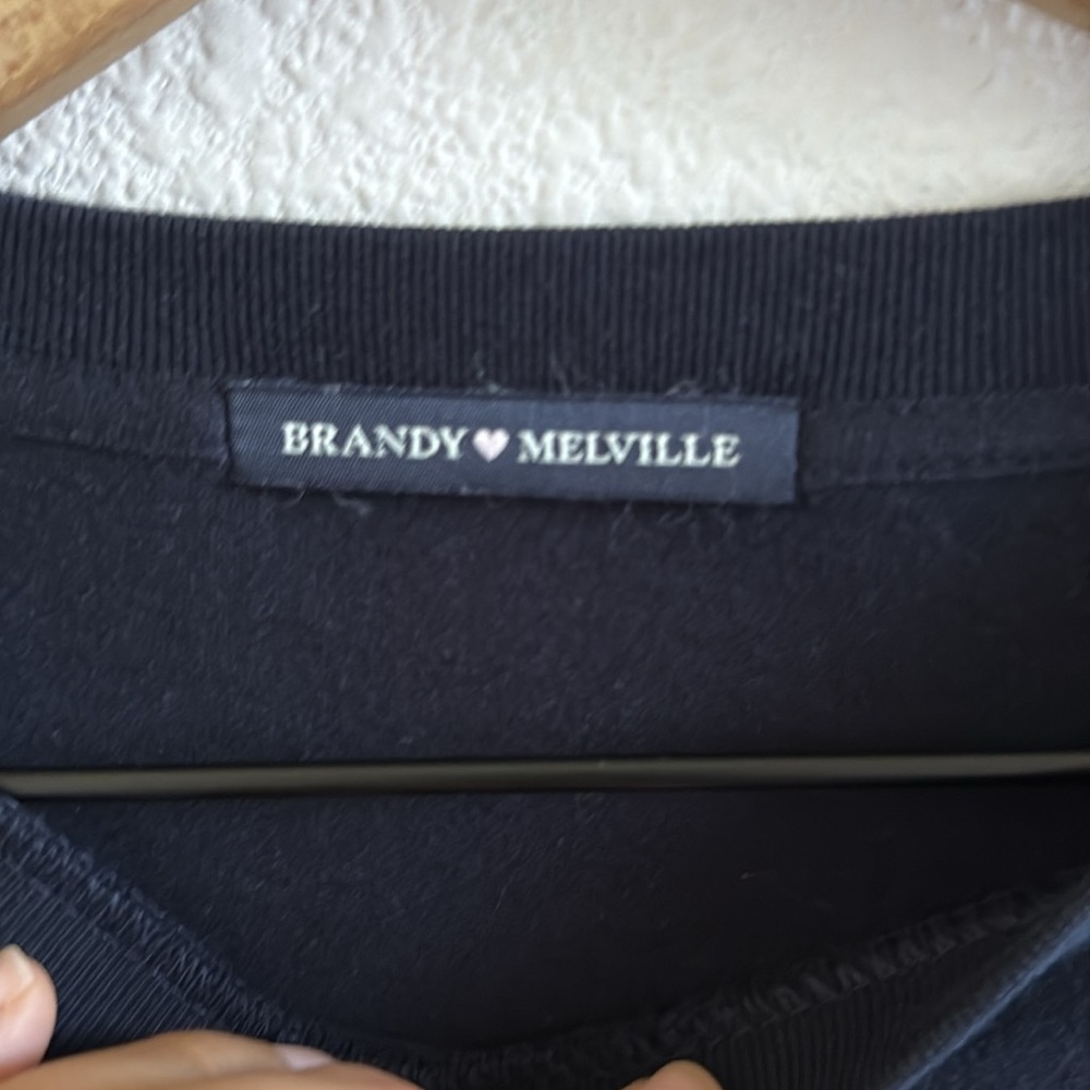 Brandy Melville Navy Blue Long Sleeve Embroidered Flag Small - Picture 4 of 6